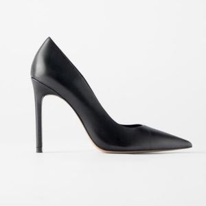 Brand New Black Leather Zara Pumps Heels 41 10